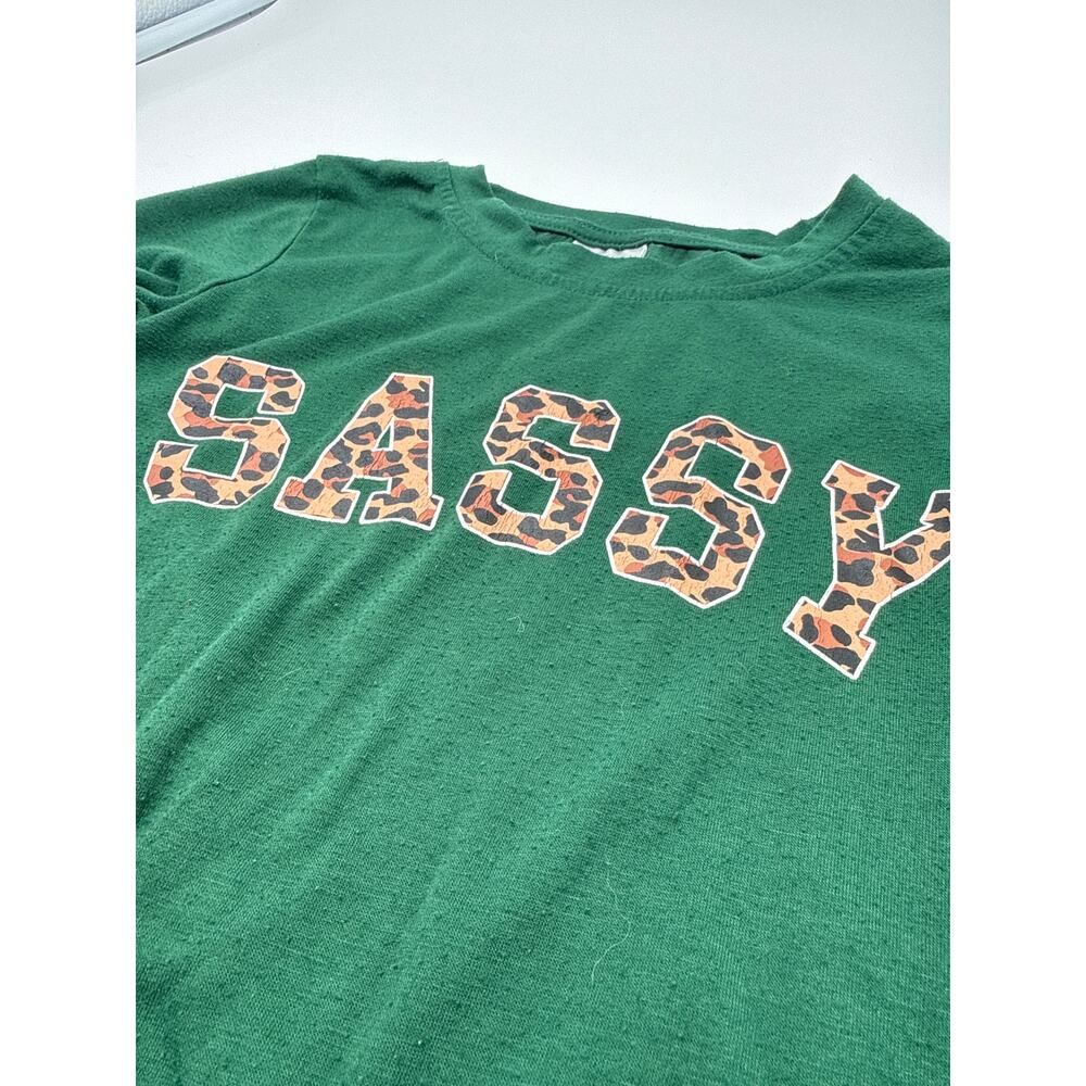 Sparkle in Pink Girls Sassy Leopard Graphic Long Sleeve Shirt Green Size XL/ 6